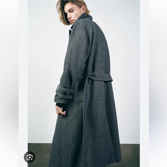 ZARA MANTECO WOOL BLEND BELTED COAT - Picture 6 of 11